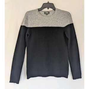Morgan Taylor Women S Cashmere Sweater Black Grey Crewneck Color Block Jumper